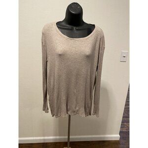 Jolie Los angeles Womens Sz S Long Sleeve V Neck Blouse Light Beige Open Sides